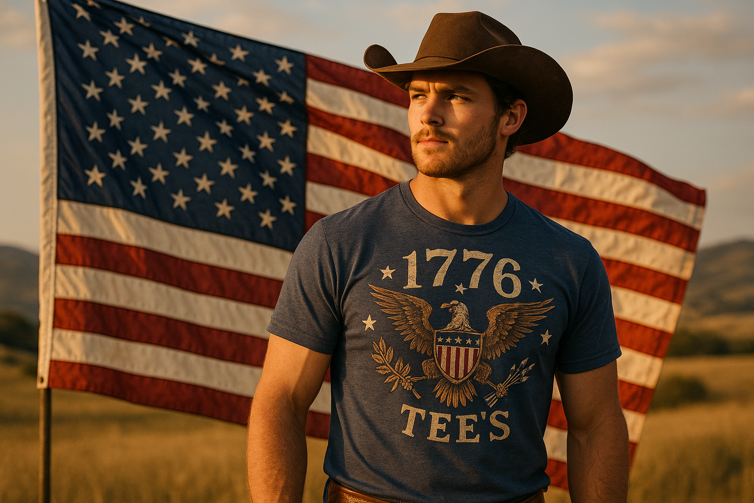 american flag with a country boy wearing a shirt from my store