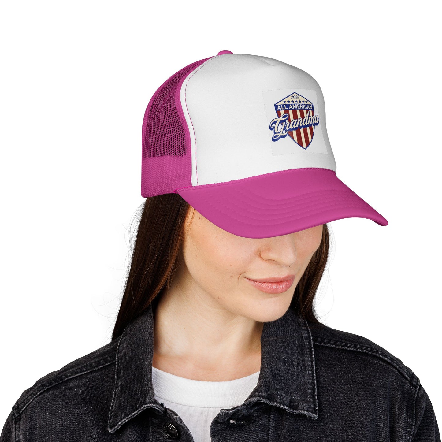 All American Grandma Trucker Cap - Patriotic Pink Hat