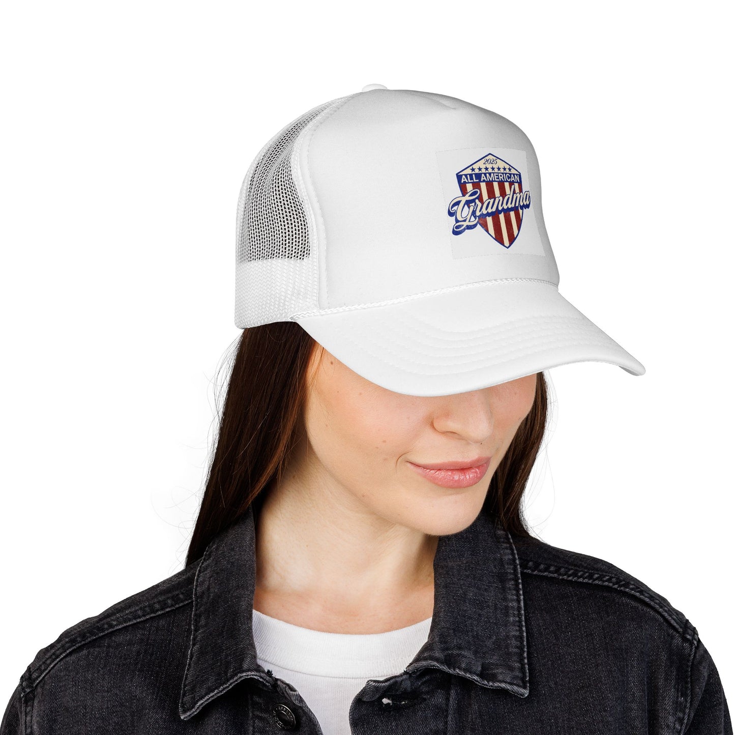 All American Grandma Trucker Cap - Patriotic Pink Hat