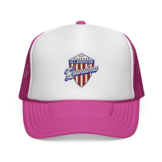 All American Grandma Trucker Cap - Patriotic Pink Hat