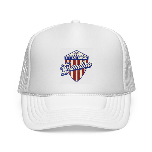 All American Grandma Trucker Cap - Patriotic Pink Hat