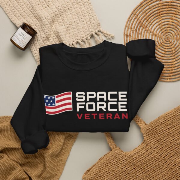 Space Force Veteran Flag Crewneck Sweatshirt, Black
