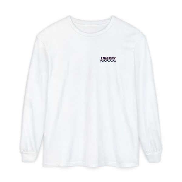 Liberty Speedway Vintage Racing Long Sleeve Tee, Back Print, White