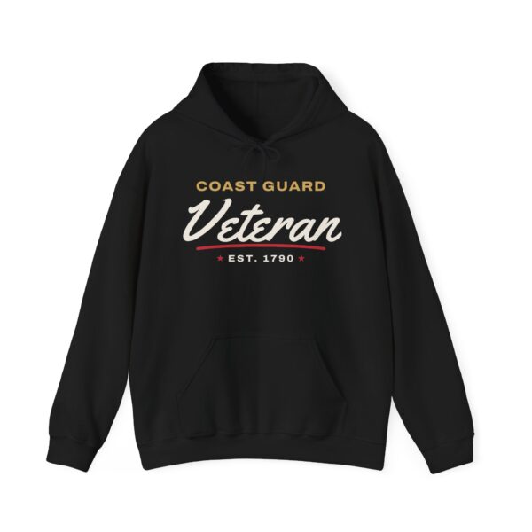 Coast Guard Veteran Script Hoodie, Black