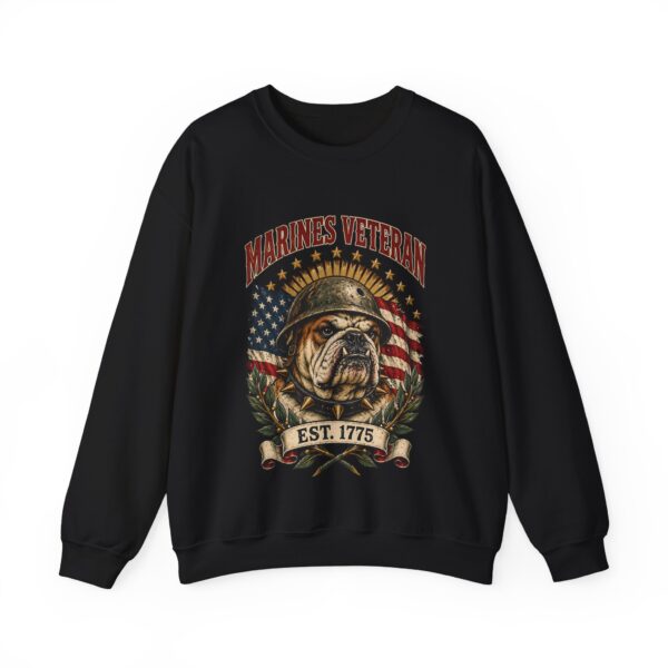Marines Veteran Bulldog Crewneck Sweatshirt, Black