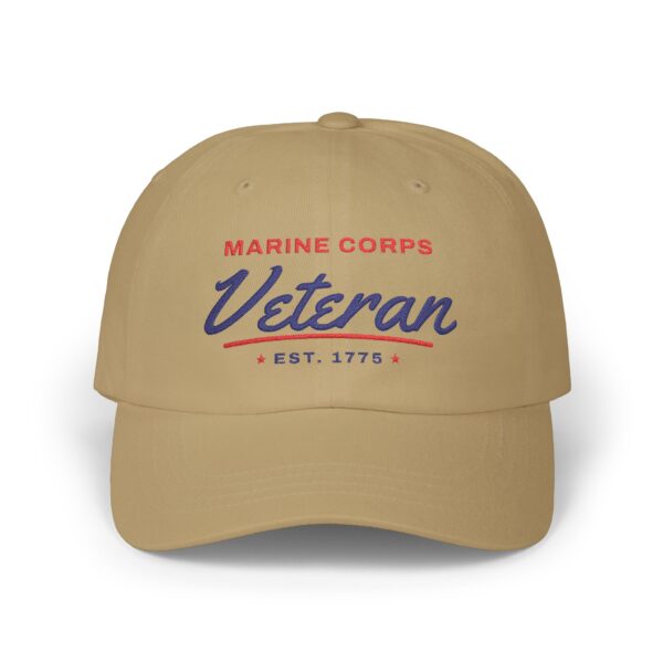 Marines Veteran Script Dad Hat, Khaki