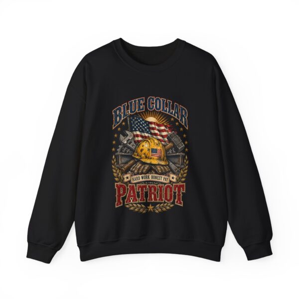 Blue Collar Patriot Hard Hat Crewneck Sweatshirt, Black