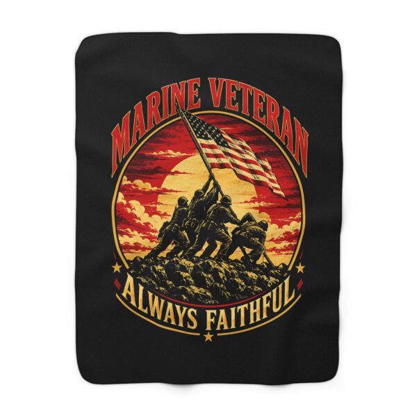 Marine Veteran Always Faithful Sherpa Fleece Blanket