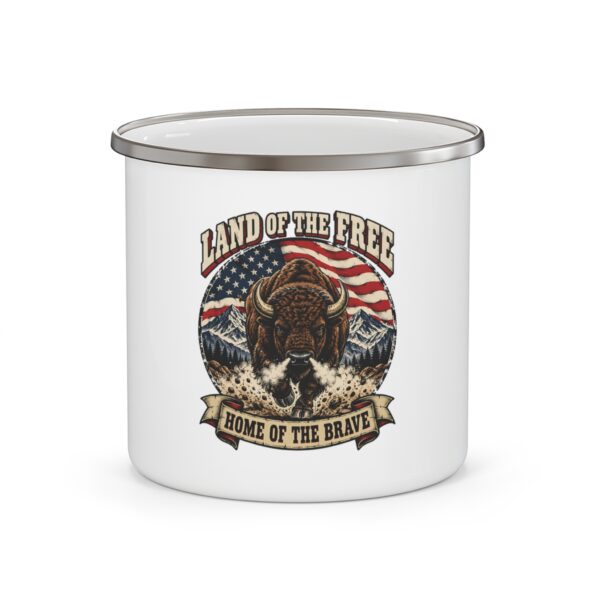 Land of the Free Bison Enamel Camp Mug