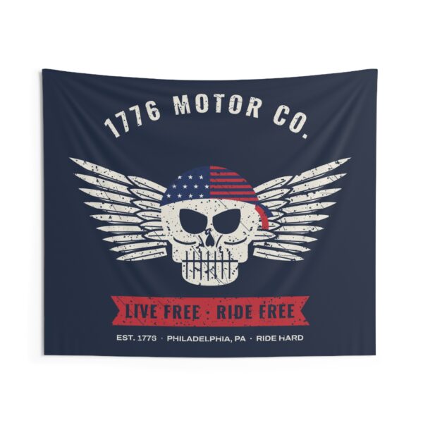 1776 Motor Co. Winged Skull Wall Tapestry