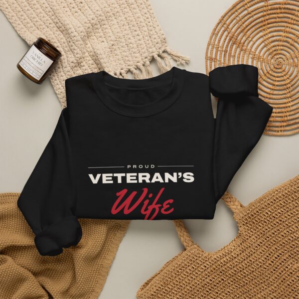 Proud Veteran's Wife Crewneck Sweatshirt, Black