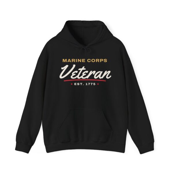 Marines Veteran Script Hoodie, Black