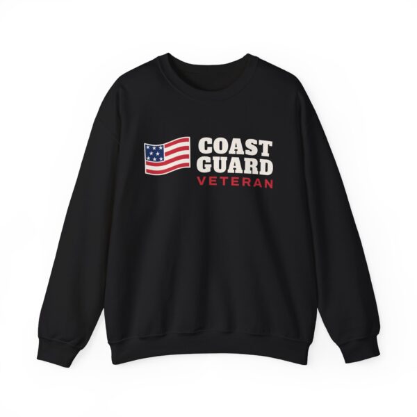 Coast Guard Veteran Flag Crewneck Sweatshirt, Black