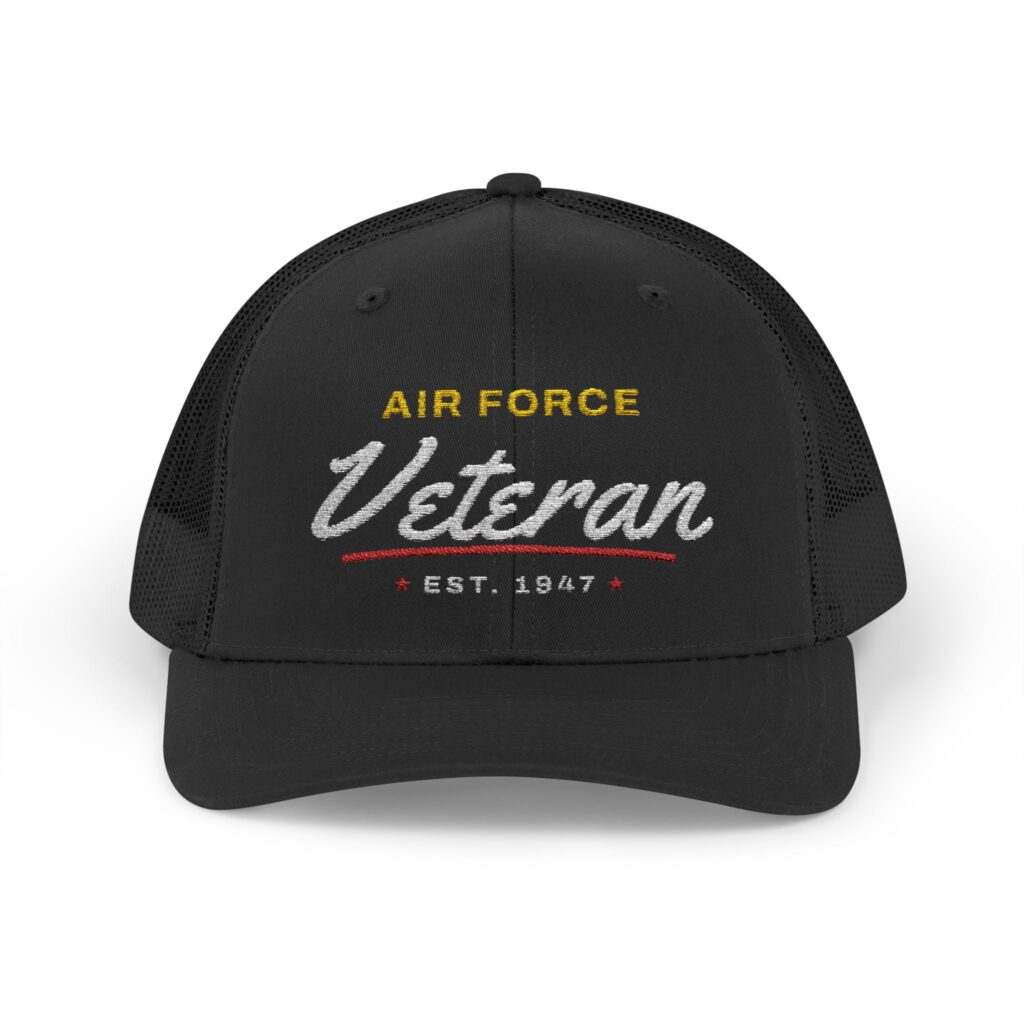 Air Force Veteran Script Trucker Hat