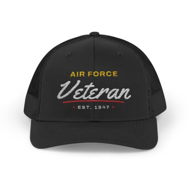Air Force Veteran Script Trucker Hat