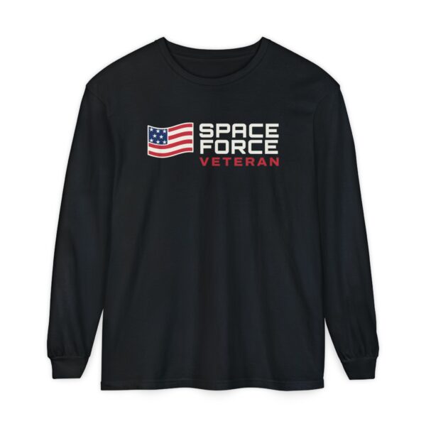 Space Force Veteran Flag Long Sleeve Tee, Black