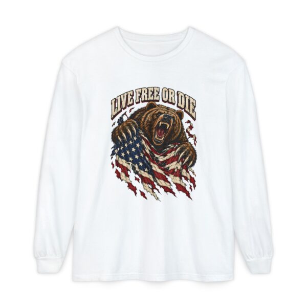 Live Free or Die Grizzly Long Sleeve Tee, White