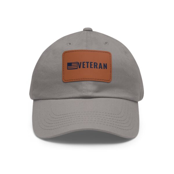 Veteran Flag Leather Patch Dad Hat, Black / Light Brown