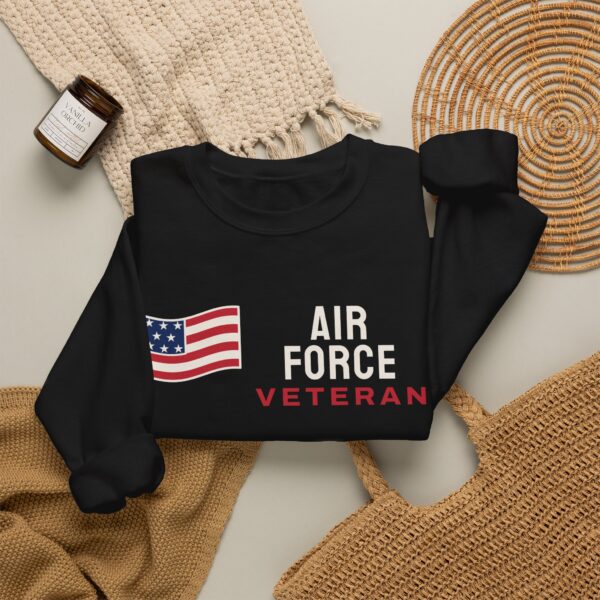 Air Force Veteran Flag Crewneck Sweatshirt, Black