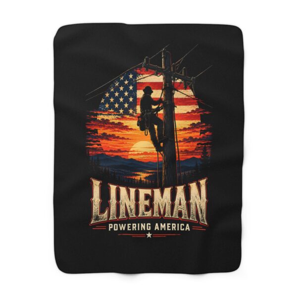 Lineman Powering America Sherpa Fleece Blanket