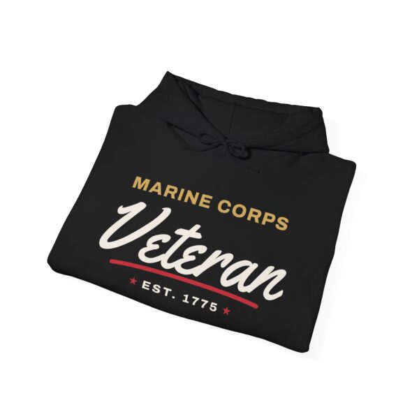 Marines Veteran Script Hoodie, Black