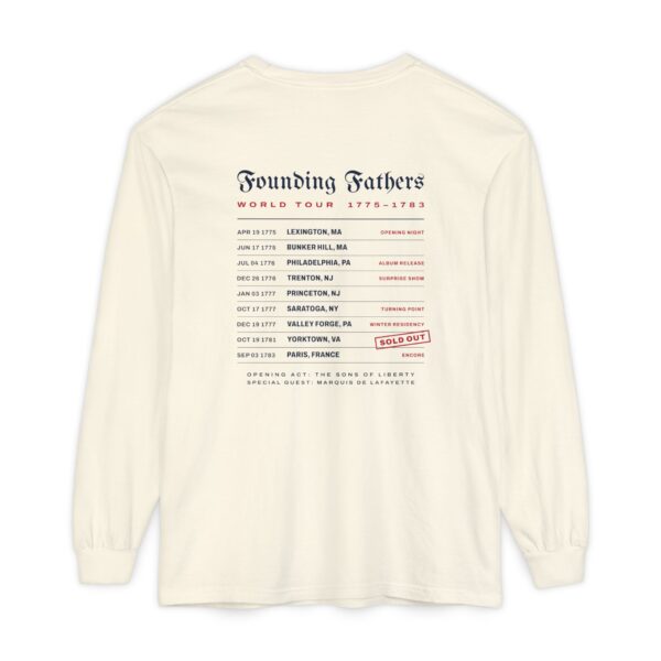 Founding Fathers World Tour '76 Long Sleeve Tee, Front & Back Print, Ivory