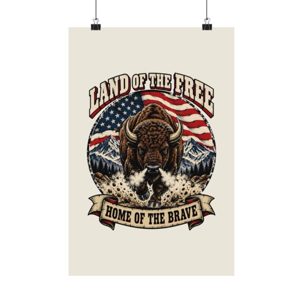 Land of the Free Bison Poster