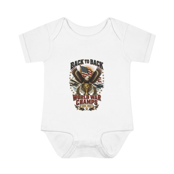 Back to Back World War Champs Baby Bodysuit, White