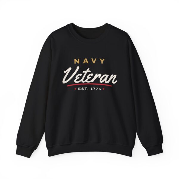 Navy Veteran Script Crewneck Sweatshirt, Black