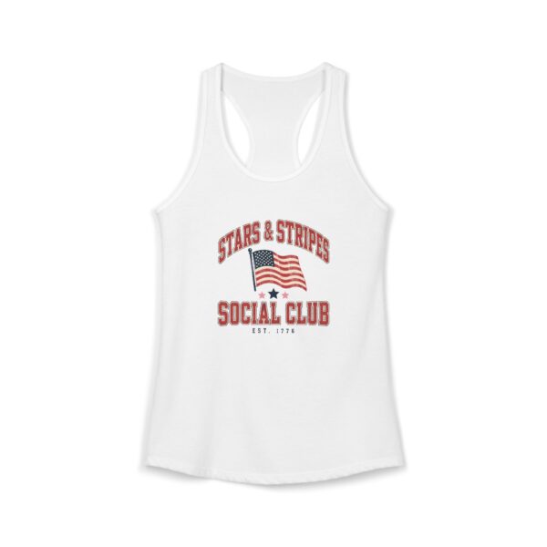 Stars & Stripes Social Club Women's Racerback Tank, Solid White
