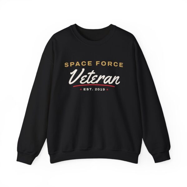 Space Force Veteran Script Crewneck Sweatshirt, Black
