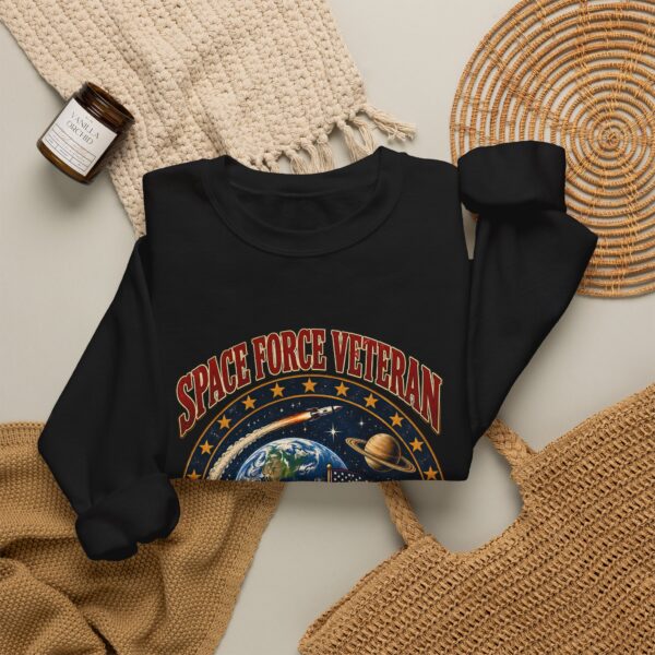 Space Force Veteran Moon Landing Crewneck Sweatshirt, Black