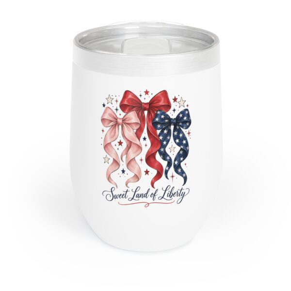 Sweet Land of Liberty Coquette Bows Wine Tumbler, White