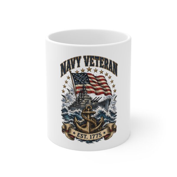 Navy Veteran Battleship & Anchor Mug