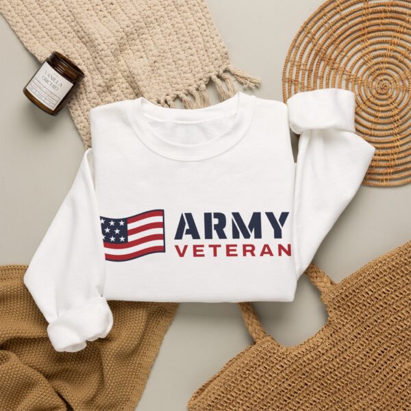 Army Veteran Flag Crewneck Sweatshirt, White