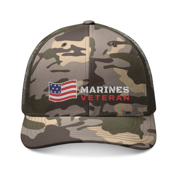 Marines Veteran Flag Camo Trucker Hat