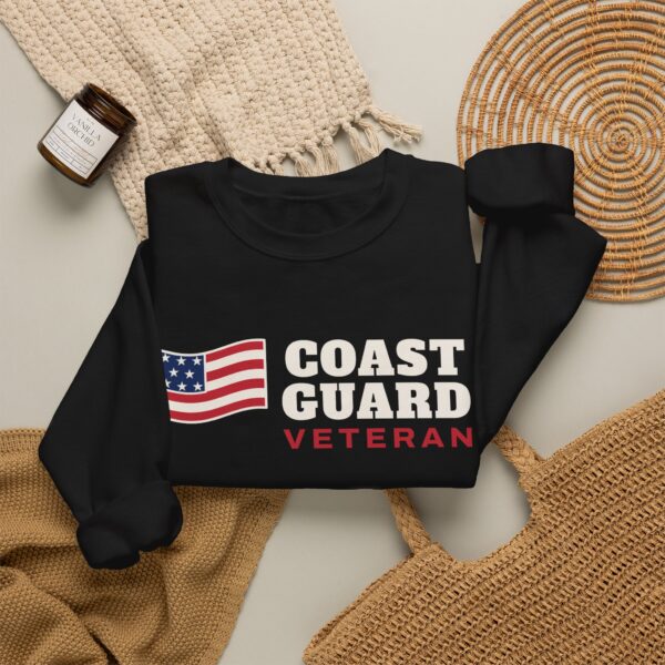 Coast Guard Veteran Flag Crewneck Sweatshirt, Black
