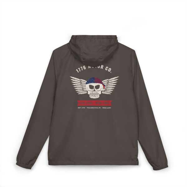 1776 Motor Co. Winged Skull Full-Zip Windbreaker, Back Print, Graphite