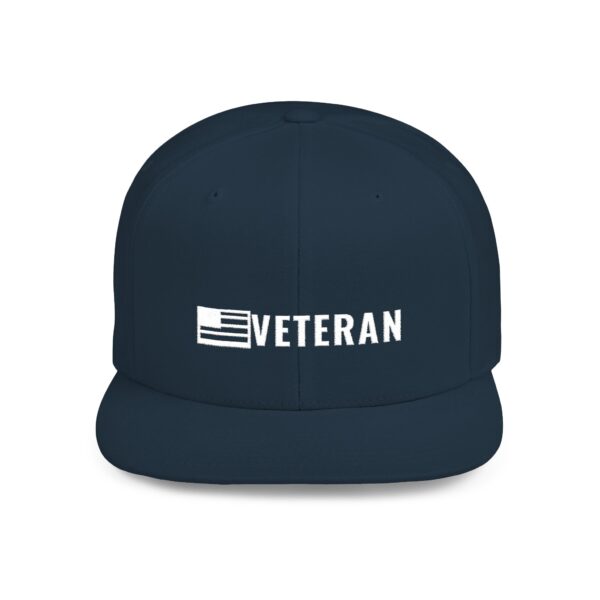 Veteran Flag Flat Bill Snapback, Dark Navy
