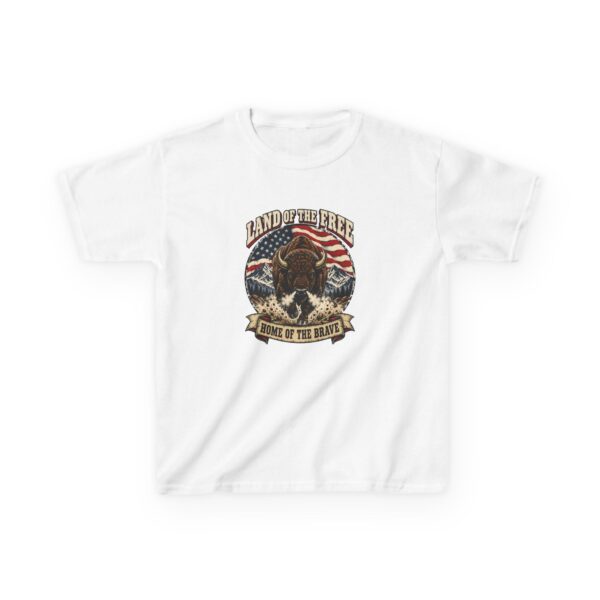 Land of the Free Bison Youth Tee, White