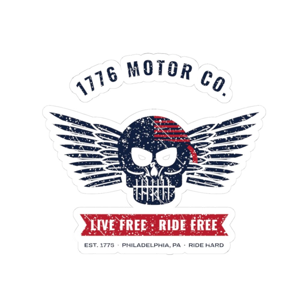 1776 Motor Co. Winged Skull Sticker