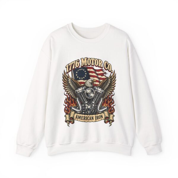 1776 Motor Co. American Iron Crewneck Sweatshirt, White