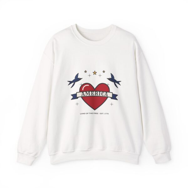 American Traditional Tattoo Heart Crewneck Sweatshirt, White