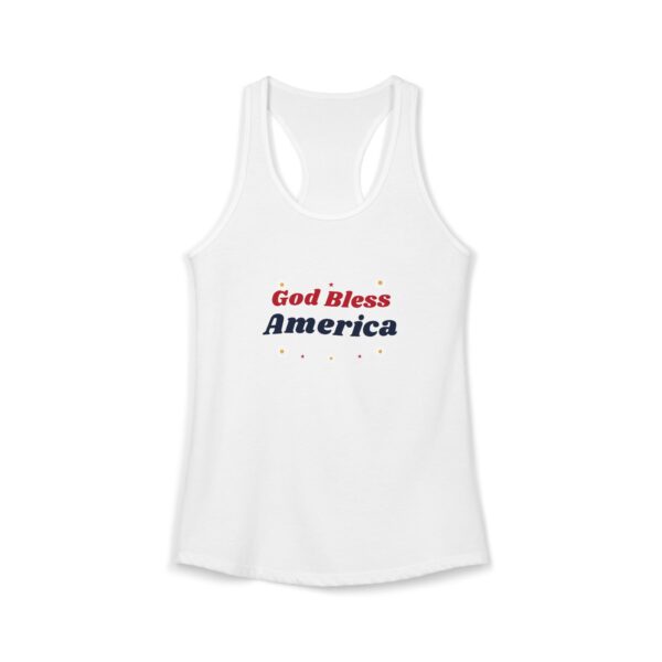 God Bless America Groovy Daisy Women's Racerback Tank, Solid White