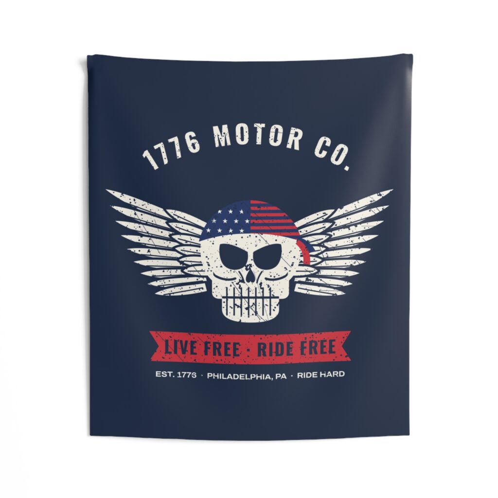 1776 Motor Co. Winged Skull Wall Tapestry