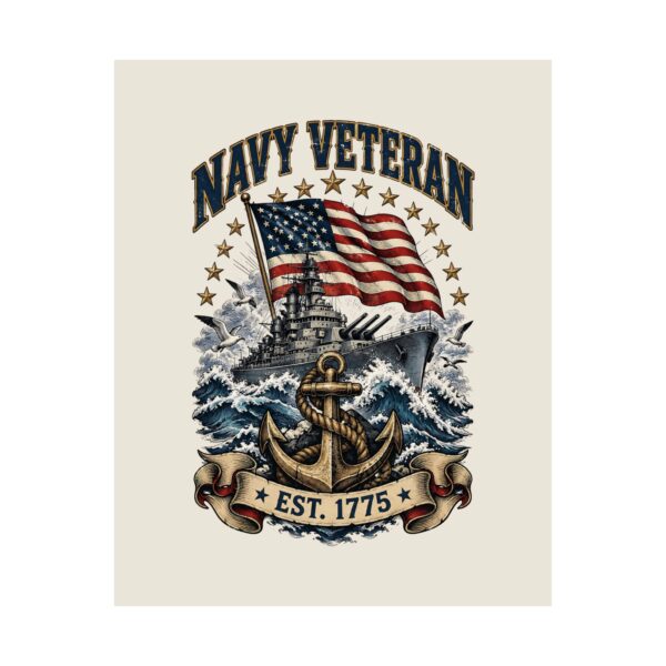 Navy Veteran Battleship & Anchor Poster