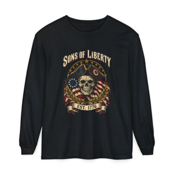 Sons of Liberty Skull Long Sleeve Tee, Black