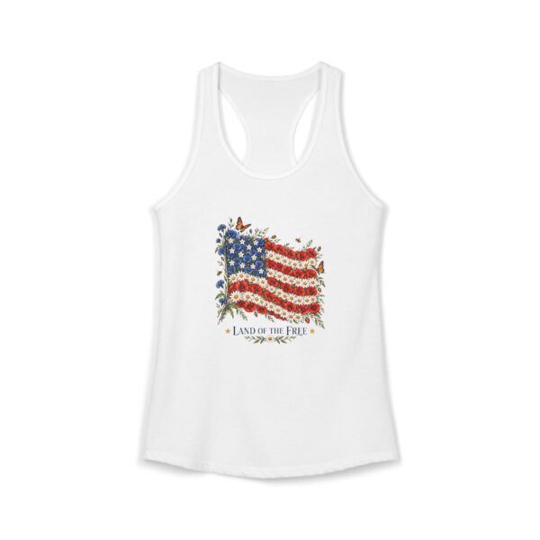 Land of the Free Wildflower Flag Women's Racerback Tank, Solid White