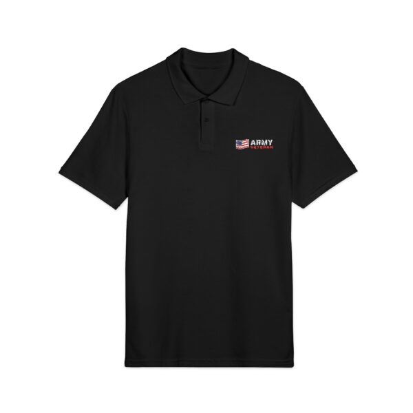 Army Veteran Flag Embroidered Polo, White