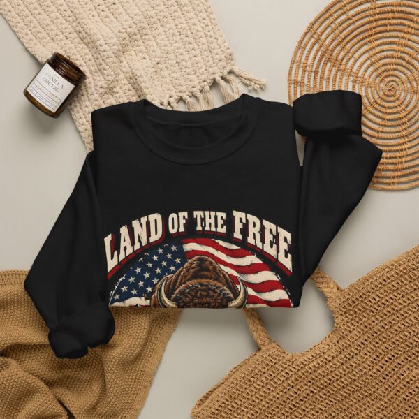 Land of the Free Bison Crewneck Sweatshirt, Black